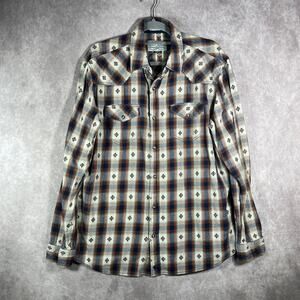 Cody James Western Shirt Mens Size XL‎ Brown Plaid Pearl Snap Long Sleeve Cowboy